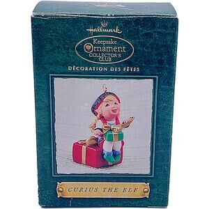 2002 Hallmark Keepsake Curius the Elf Collector's Club Christmas Ornament in Box